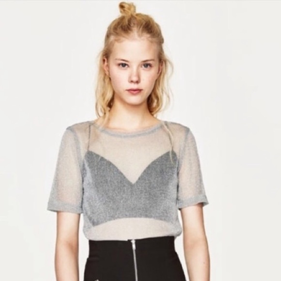Mesh t shirt zara Clearance